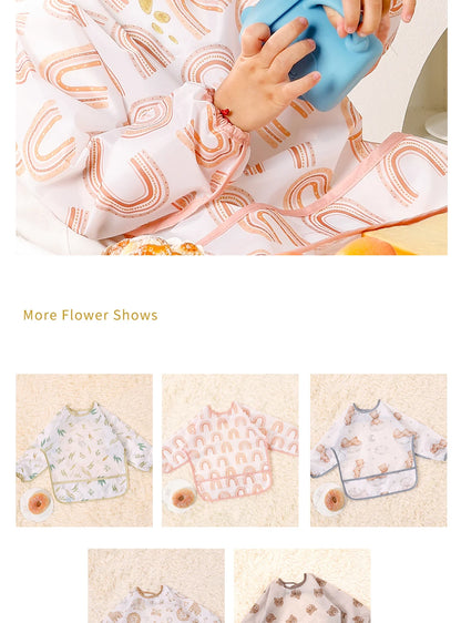 Kangobaby #My Soft Life#Waterproof Baby Long Sleeve Feeding Bib Fashion Full Body Cover