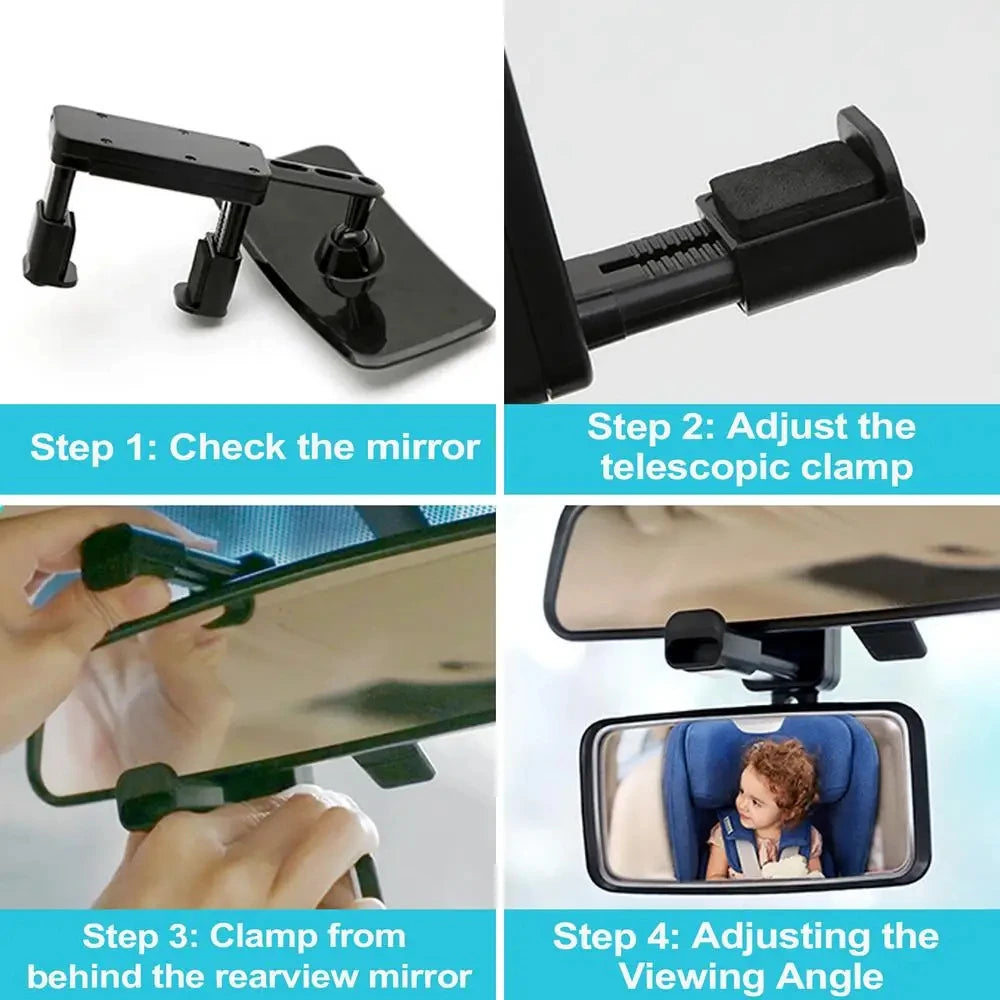 Baby Mirror Car Interior Rear View Mirror Clip Rear Facing Mirrors For Auto Safety Driving Kids Baby Monitor Angle Adjustable