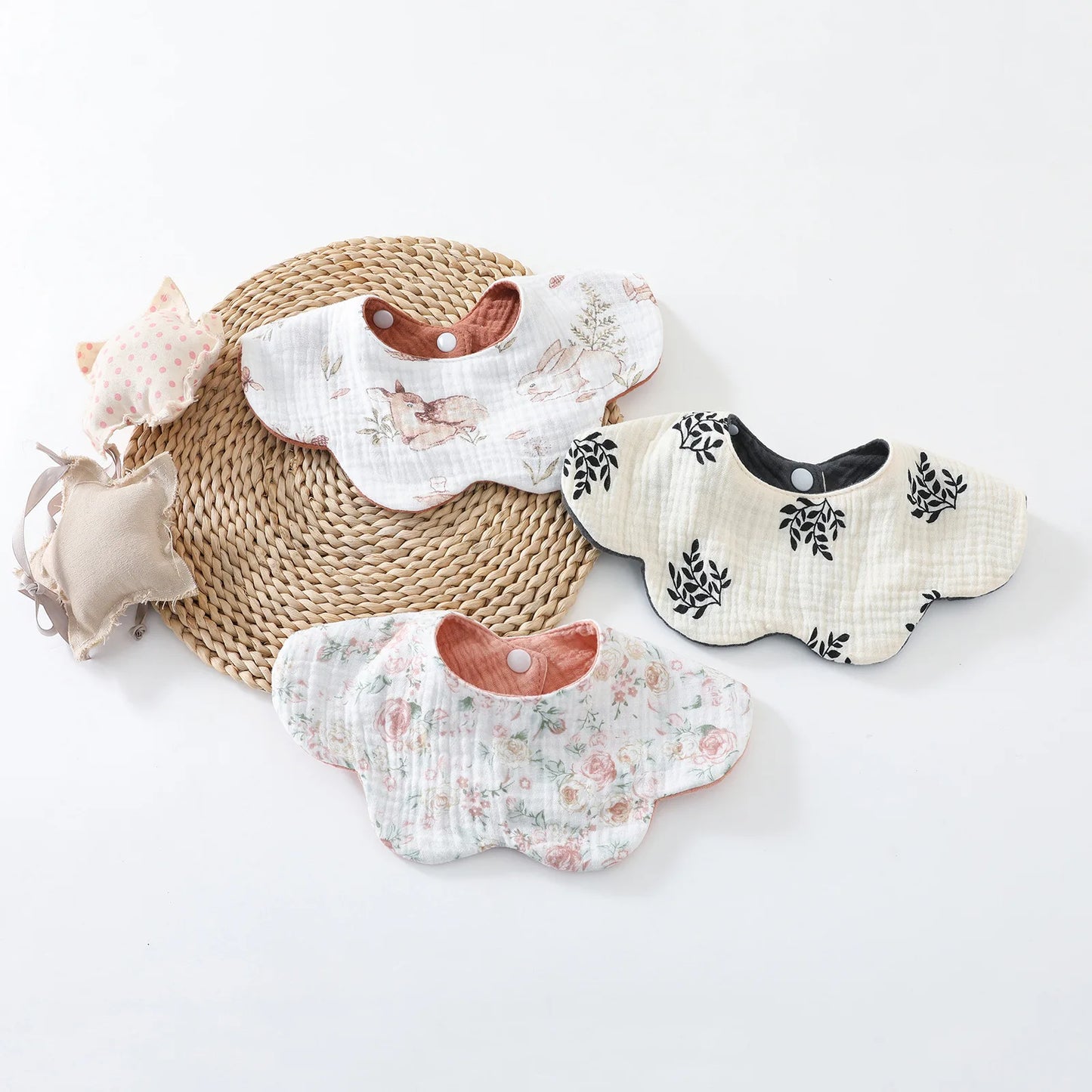 New 6 Layers Cotton Two-sided Usable Baby Feeding Drool Bib Cute Infants Saliva Towel Burp Cloth For Newborn Toddler Kids Bibs