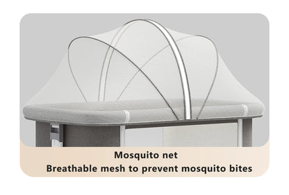 5-in-1 baby crib, adjustable height from 40-53, rocking bed, mosquito net and storage basket, free delivery