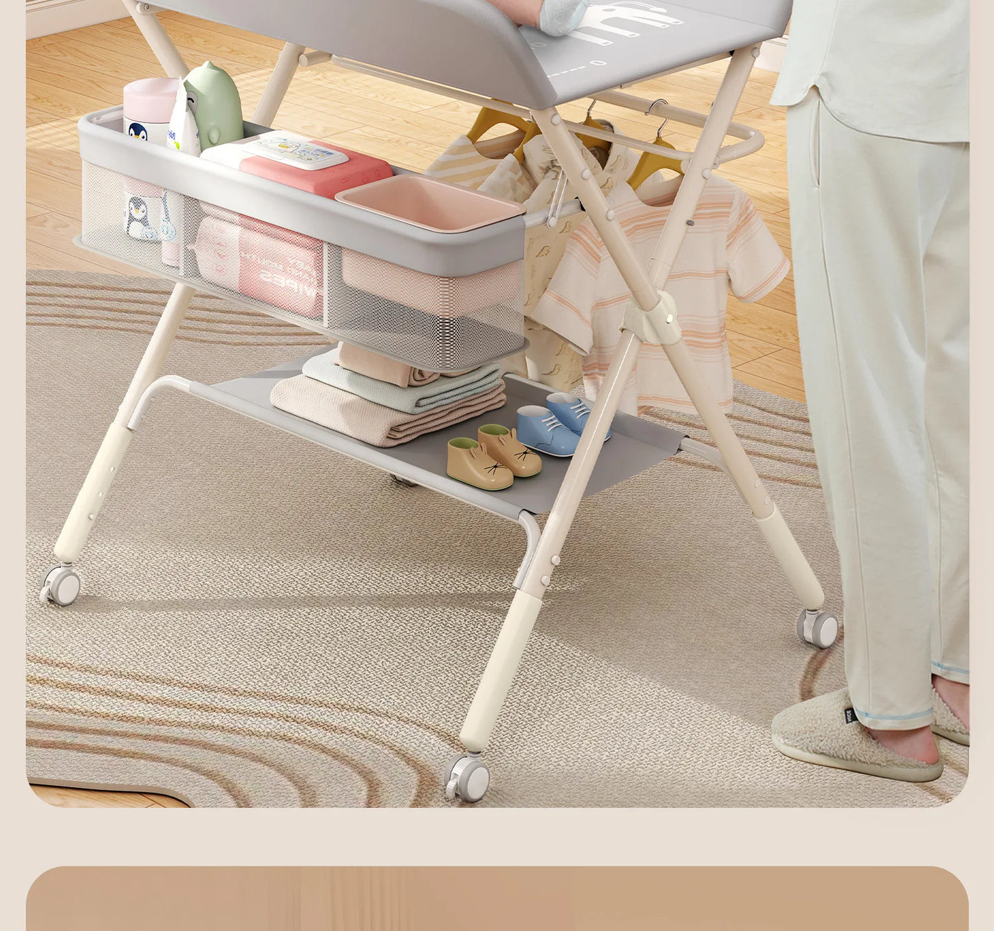 Baby Multifunctional Nursing Table, Foldable Diaper Table, Baby Bathing and Touching Table, Newborn Baby Diaper Changing Table