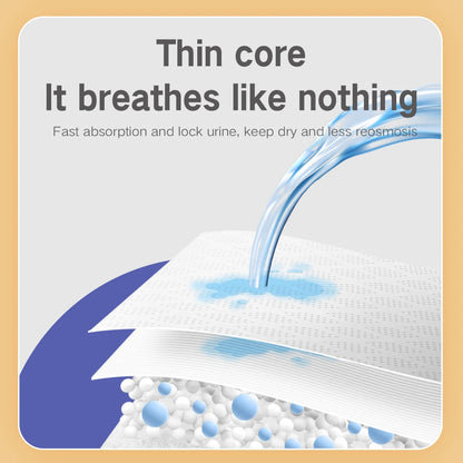 Bebeboo ultra-thin baby diapers use crystal clear water locking molecular structure to achieve instant suction and dryness