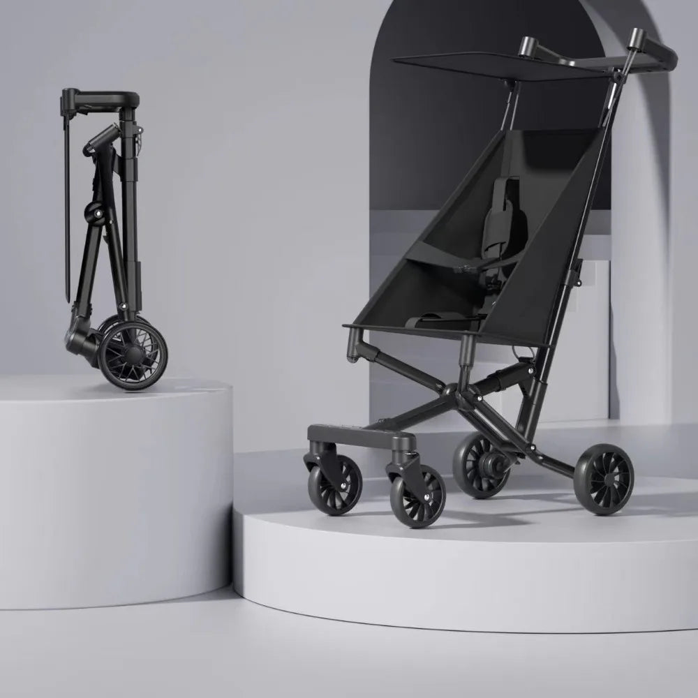 Compact Stroller Foldable Light Stroller Toddler Stroller - Aircraft Stroller - with Double Safety Lock Strap - with Awning