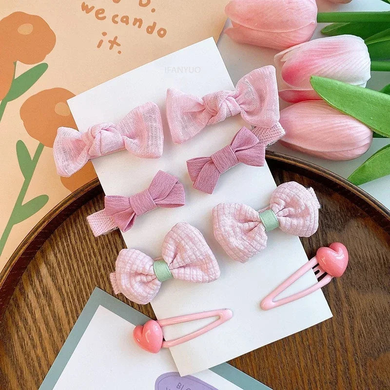 8Pcs/Set Bows Floral Baby Hair Clips Hair Accessories Girls Kids Star Flower Hairpin Headdress Toddler Headwear Birthday Gifts
