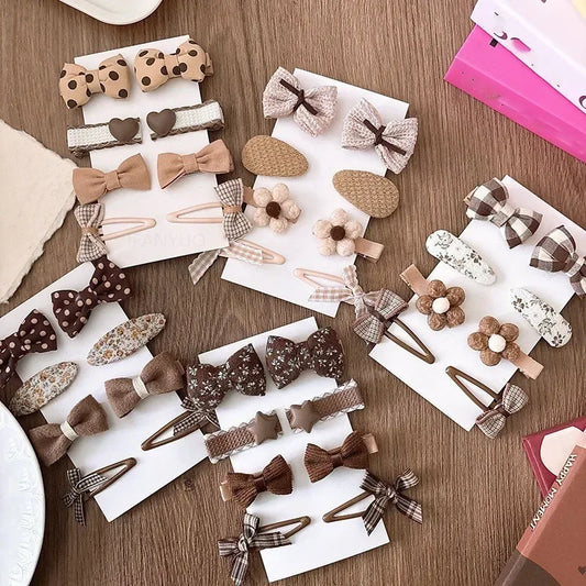 8Pcs/Set Bows Floral Baby Hair Clips Hair Accessories Girls Kids Star Flower Hairpin Headdress Toddler Headwear Birthday Gifts