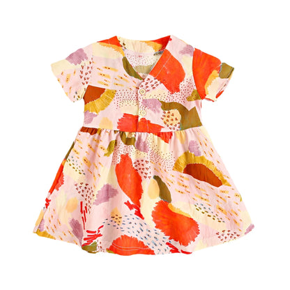 Robe d'été à manches courtes en coton pour petites filles, tenue de vacances, Sanlutoz Notely