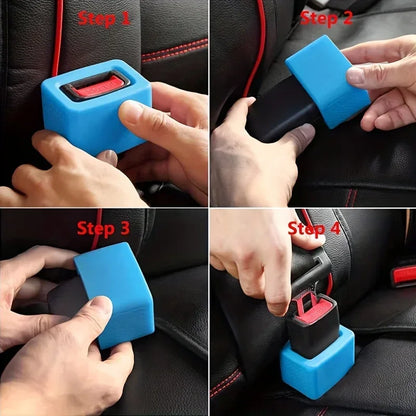 1pcs Car Seatbelt Locking Upright Device Card Slot Bracket Silicone Buckle Protective Cover Guard Belt Holder Car Accessories