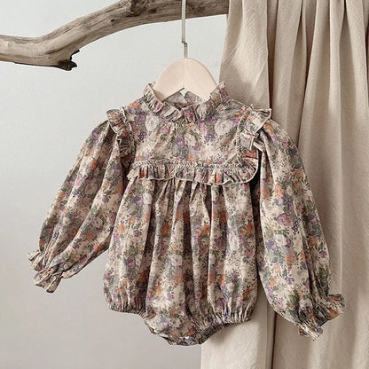 Barboteuse à manches longues pour bébé fille, nouvelle collection automne 2024, en coton imprimé, combinaison pour bébé fille de 0 à 24 mois