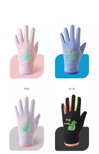 Winter Children's Gloves Cartoon Dinosaur Fluorescence Cycling Kids Warm Sports Skiing Windproof Waterproof Boys Girls Gloves