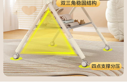 Portable Baby Changing Table for Nursery Height Adjustable Foldable Diaper Table with Swivel Wheels Drying Rack Large Storage