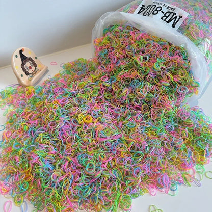 1000/2000Pcs/bag Girls Colourful Disposable Rubber Band Hair Ties Headband Children Ponytail Holder Bands Kids Hair Accessories