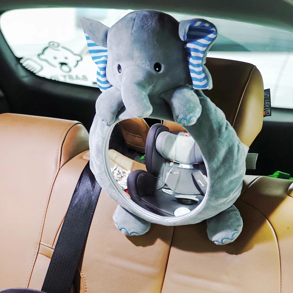 Cartoon Baby Car Rearview Mirror Baby Mirror Toys Multi-Function  Baby Toy Infant Soft Mirror Tummy Time Easy to Install Infant
