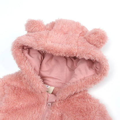 Barboteuse d'hiver épaisse en coton pour bébé, combinaison chaude à manches longues pour fille de 0 à 24 mois, pyjama à capuche en polaire pour nouveau-né garçon, 2025