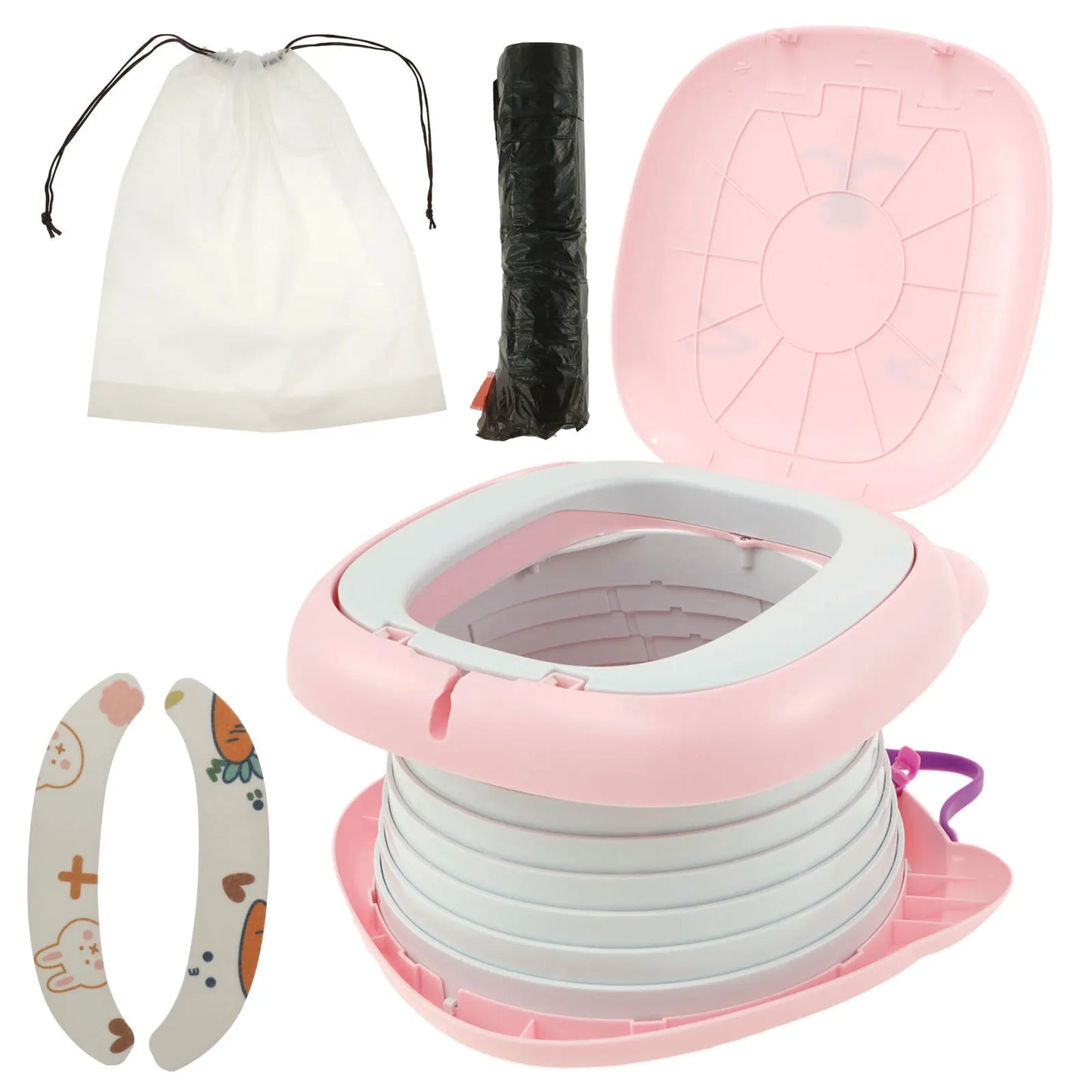 Travel Potty for Kids Toddler ABS Plastic Portable Potty with Stable Anti-slip Bottom Sturdy Curve Design Foldable Potty with