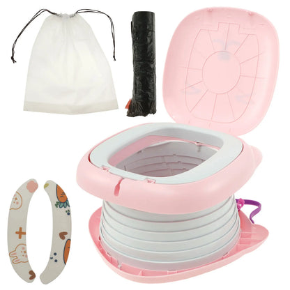 Travel Potty for Kids Toddler ABS Plastic Portable Potty with Stable Anti-slip Bottom Sturdy Curve Design Foldable Potty with