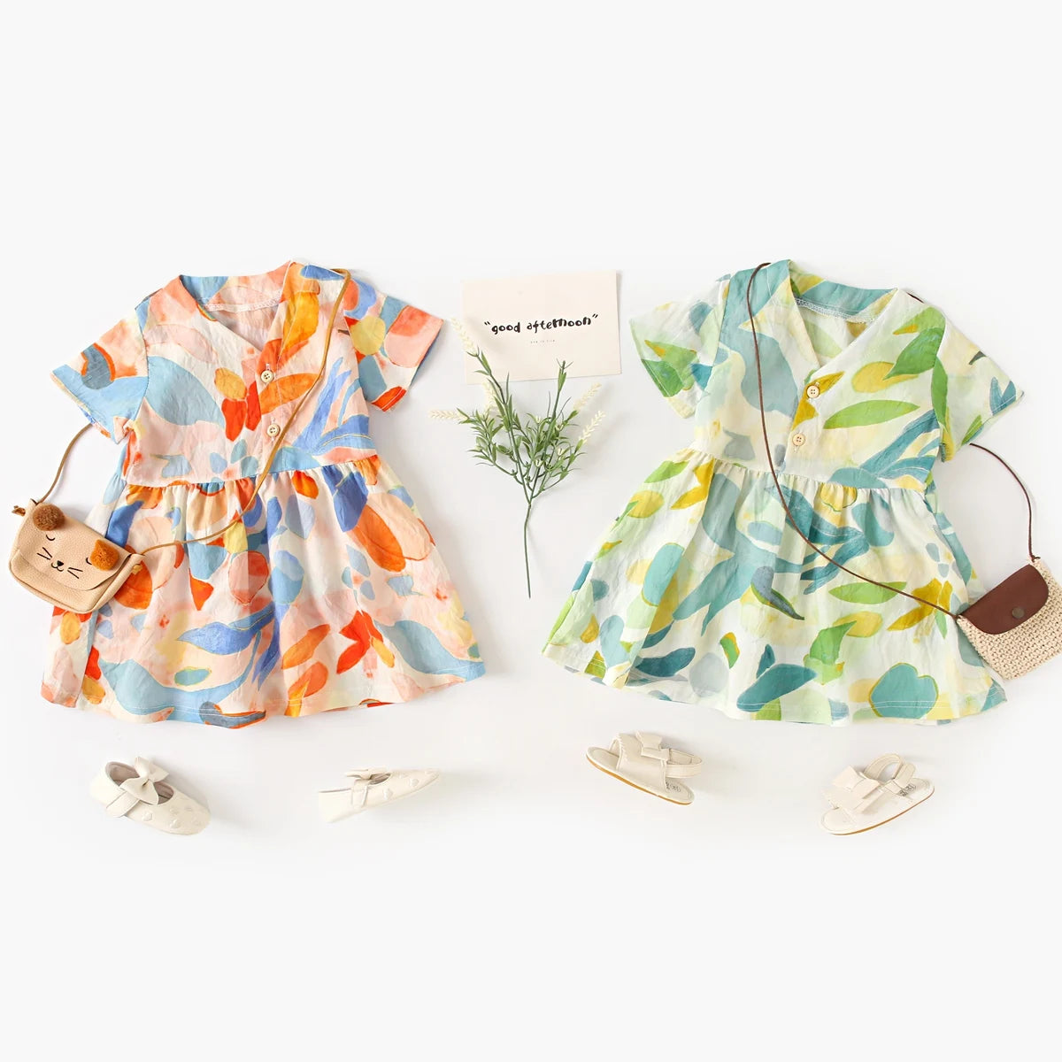 Robe d'été à manches courtes en coton pour petites filles, tenue de vacances, Sanlutoz Notely