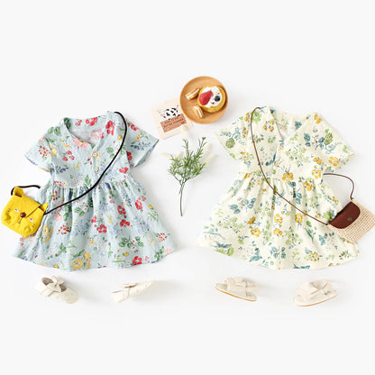 Robe d'été à manches courtes en coton pour petites filles, tenue de vacances, Sanlutoz Notely