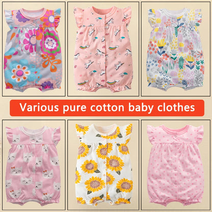 Body d'été pour nouveau-né, barboteuse pour garçons et filles, vêtements 100 % coton pur, body doux à manches courtes pour tout-petits