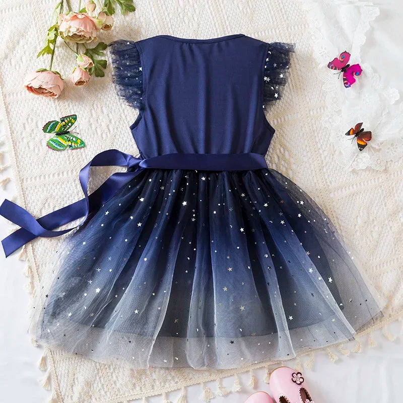 Robes d'été à pois pour filles, style coréen, jolies robes superposées, sans manches, décontractées, pour enfants de 2, 4 et 6 ans