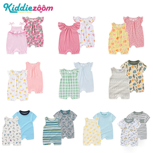 2 pièces été mignon bébé garçon fille combinaisons tissu confortable 0-9 mois nouveau-né barboteuse sans manches vêtements pour bébé