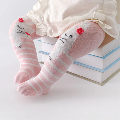 Lot de 4 paires de collants tricotés moulants pour bébé fille, en coton imprimé, pour nouveau-né, décontractés, de 0 à 12 mois