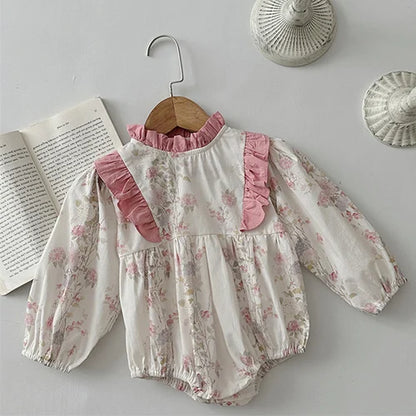 Barboteuse à manches longues pour bébé fille, nouvelle collection automne 2024, en coton imprimé, combinaison pour bébé fille de 0 à 24 mois