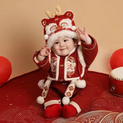 Combinaison traditionnelle chinoise pour garçons et filles, nouveau-né, costume Hanfu Tang, barboteuse, tenues du Nouvel An chinois, anniversaire, hiver