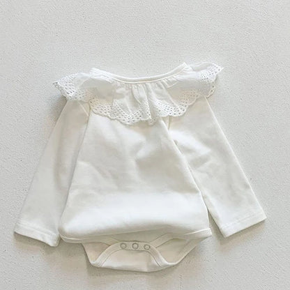 Body tricoté pour nouveau-né fille, couleur unie, ajouré, manches longues, automne, printemps, combinaison tricotée pour bébé fille