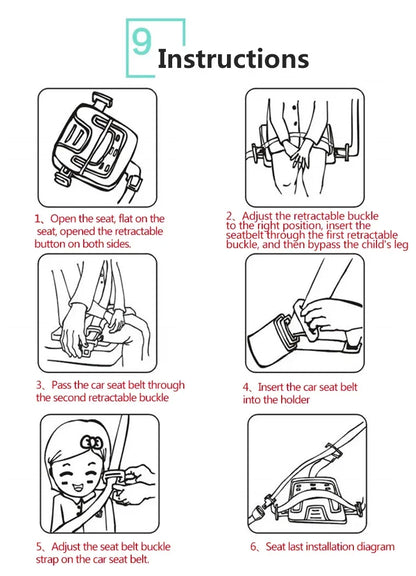 Ifold Portable Baby Car Seat Safety Cushion Travel Pocket Foldable Child Car Safety Seats Harness The Grab and Go Booster