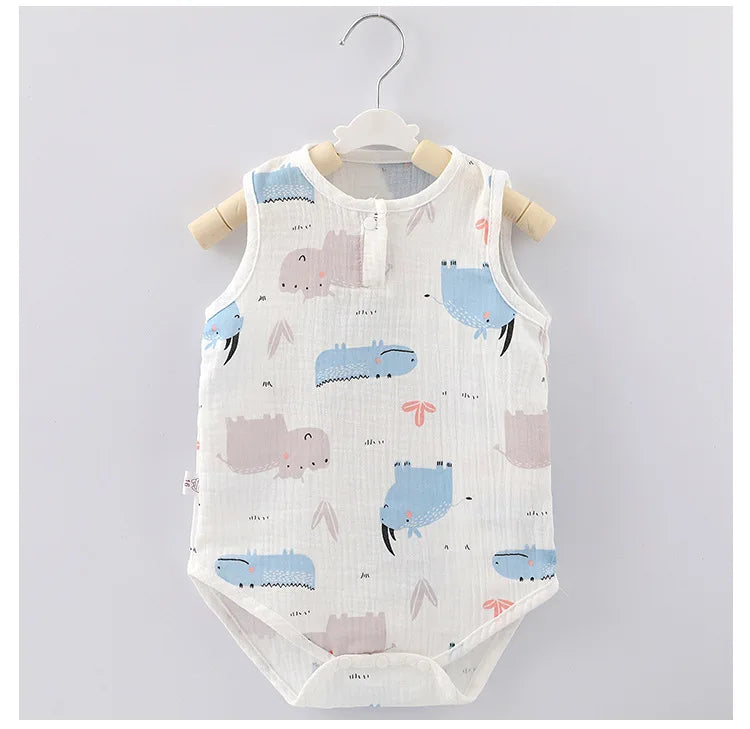 Pyjama d'été pour bébé, combinaison mignonne avec ours et lapin, motif dessin animé, pour garçons et filles, vêtements de nuit fins pour nouveau-nés