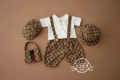 ❤️0-1Month baby boy Luxury overalls for photography props,baby Boutique clothes for newborn shoot