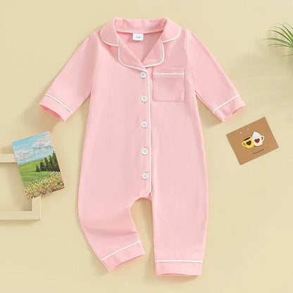 Barboteuse pour bébé garçon et fille, pyjama patchwork, col rabattu, boutons, manches longues, combinaison pour nourrisson, vêtements de nuit printemps-automne