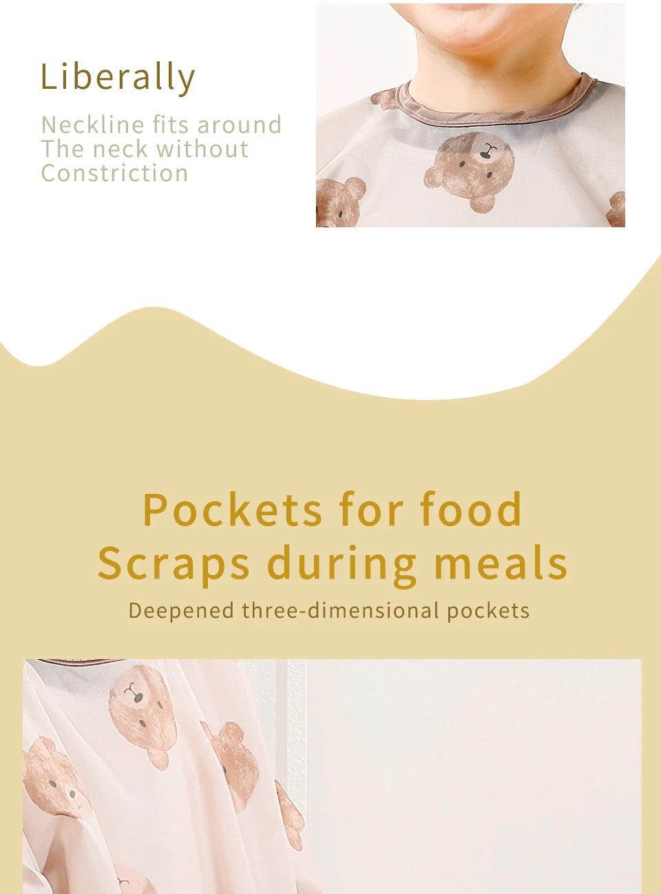 Kangobaby #My Soft Life#Waterproof Baby Long Sleeve Feeding Bib Fashion Full Body Cover