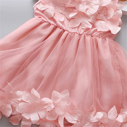 Robe d'été pour fille de 0 à 3 ans, couleur unie, style princesse, en maille, sans manches, longueur genou