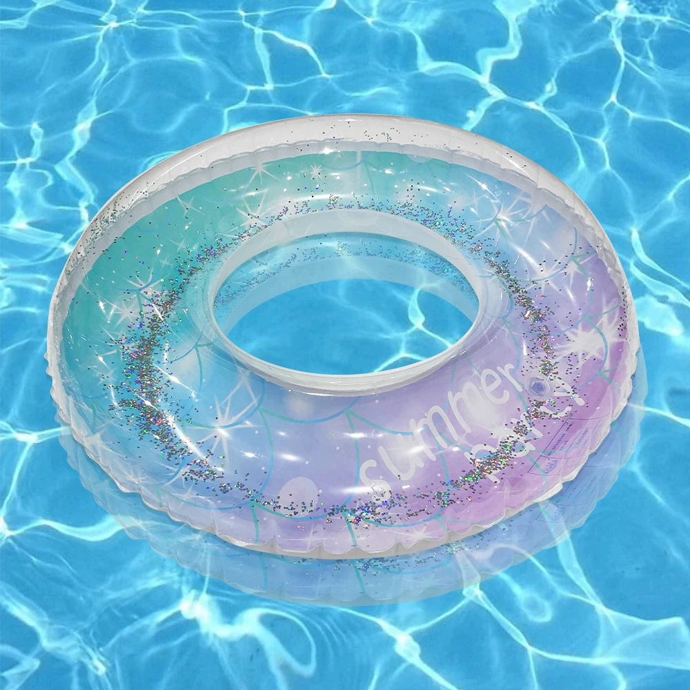 1pc Sequin Starry Sky Swimming Ring Thickened PVC Inflatable Swim Circle For Beach Pool Parties