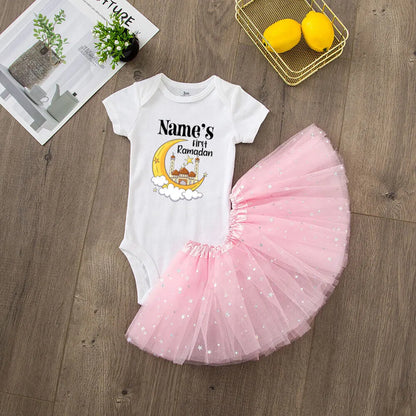 Costume personnalisé pour bébé fille, robe tutu, tenue de l'Aïd Ramadan pour bébé et tout-petit
