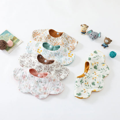 New 6 Layers Cotton Two-sided Usable Baby Feeding Drool Bib Cute Infants Saliva Towel Burp Cloth For Newborn Toddler Kids Bibs