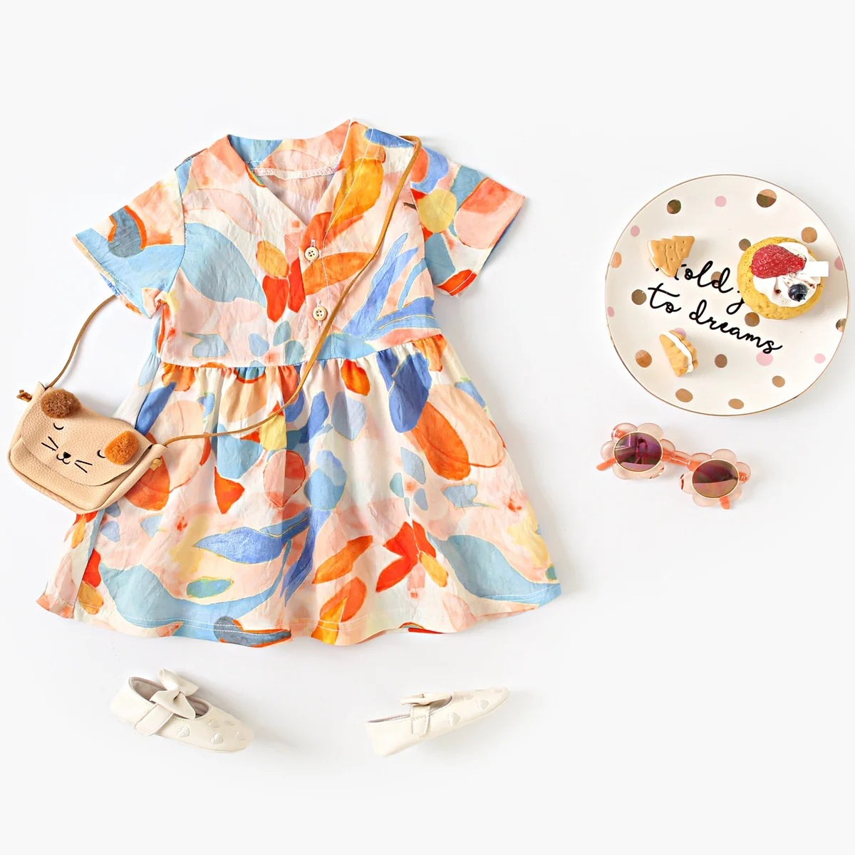 Robe d'été à manches courtes en coton pour petites filles, tenue de vacances, Sanlutoz Notely