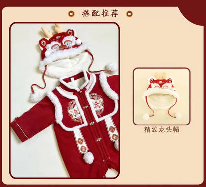 Combinaison traditionnelle chinoise pour garçons et filles, nouveau-né, costume Hanfu Tang, barboteuse, tenues du Nouvel An chinois, anniversaire, hiver
