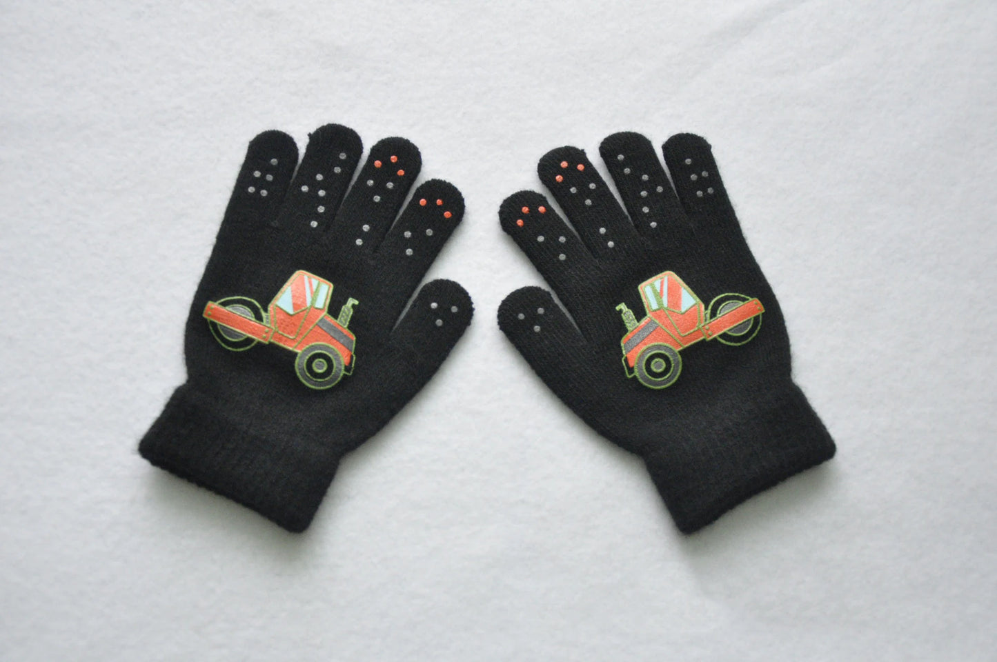 5-11Y Children Cartoon Vehicle Plush Warm Gloves For Boys Girls Student Winter Knitted Mittens Outdoor Cycling Skiing Gloves New