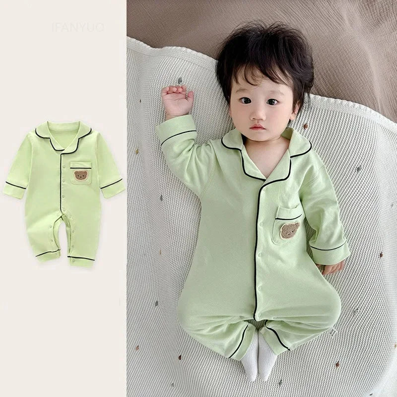 Pyjama en coton doux et respirant pour bébé, vêtements de nuit pour enfants, garçons et filles, printemps-automne