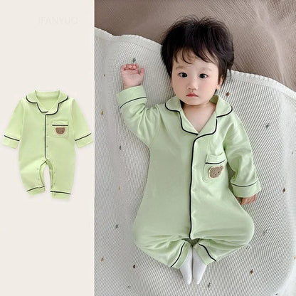 Pyjama en coton doux et respirant pour bébé, vêtements de nuit pour enfants, garçons et filles, printemps-automne
