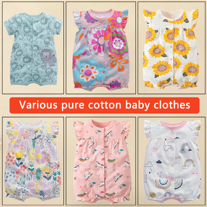 Body d'été pour nouveau-né, barboteuse pour garçons et filles, vêtements 100 % coton pur, body doux à manches courtes pour tout-petits