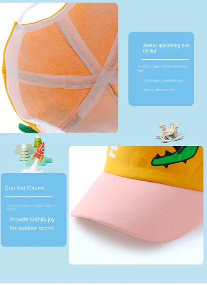 Cute Dinosaur Baby Bucket Hat Summer Newborn Baseball Cap Outdoor Beach Kids Baby Boy Girl Cartoon Bear Sun Hats Bonnets