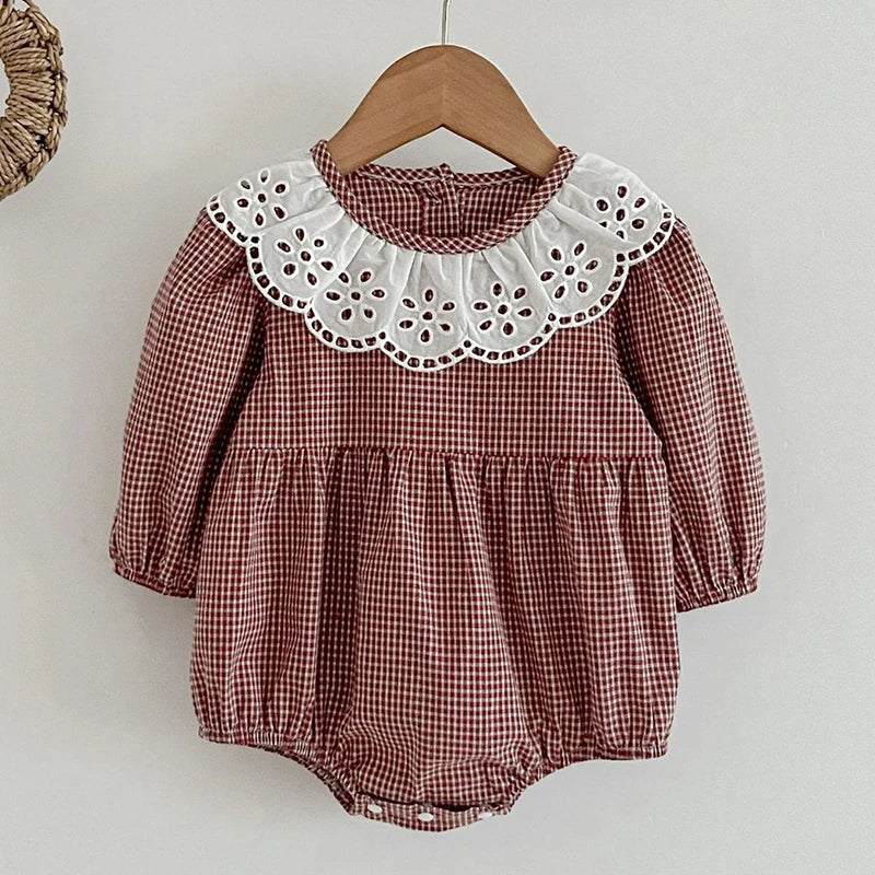 Robe d'automne à manches longues et col en dentelle pour bébé fille, tenue princesse pour nouveau-né