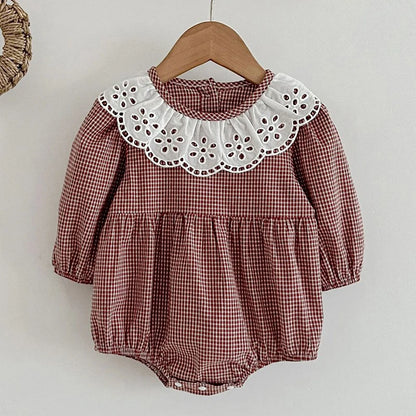 Robe d'automne à manches longues et col en dentelle pour bébé fille, tenue princesse pour nouveau-né