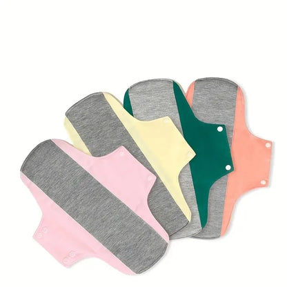1 ensemble de serviettes hygiéniques lavables en coton graphène de couleur unie, réutilisables et anti-fuites