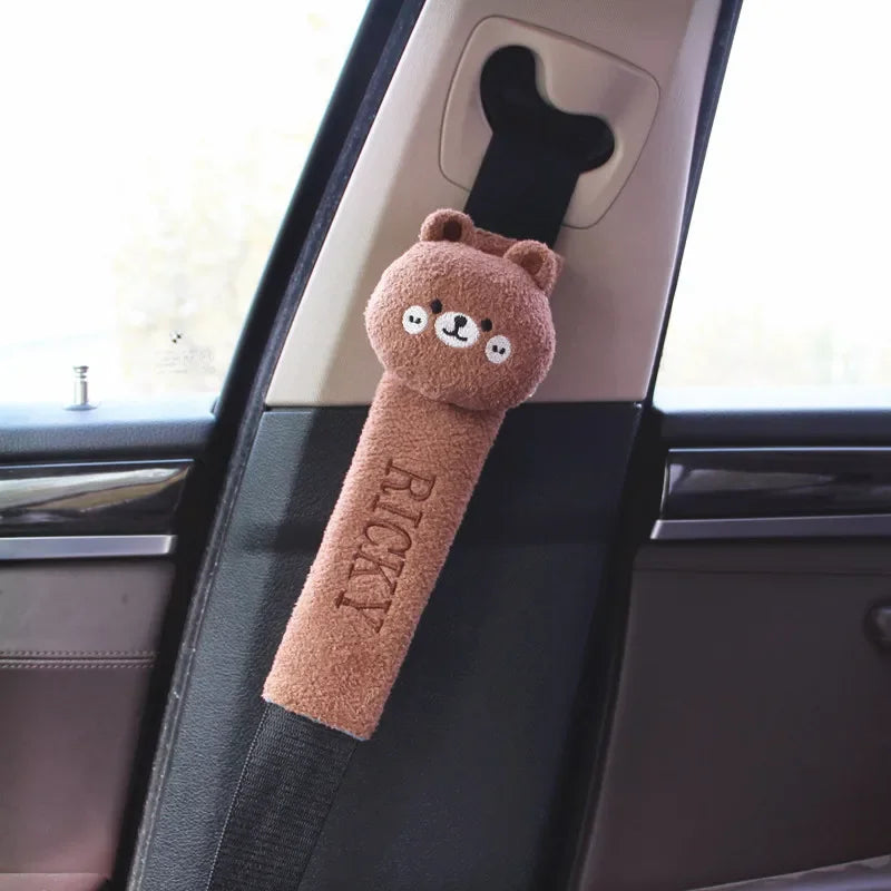 Cartoon Car Seat Belt Cover Universal Auto Seat Belt Shoulder Pad Cushion Protector Safety Protection Warm Flannel Interior Seat