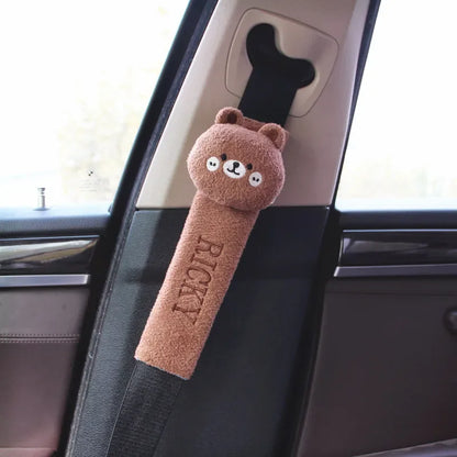 Cartoon Car Seat Belt Cover Universal Auto Seat Belt Shoulder Pad Cushion Protector Safety Protection Warm Flannel Interior Seat