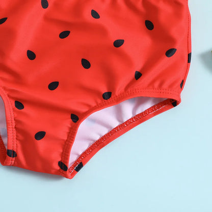 Ensemble bikini de plage pour enfants, joli maillot de bain pastèque et ananas à motif fruité, haut dos nu et bas assortis